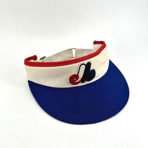 Vintage Montreal Expos Visor Adjustable Blue 80s 90s Baseball Logo Hat Beco MLB